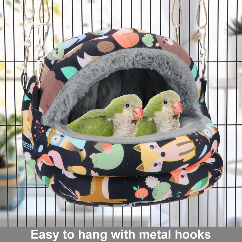 Reshiho Bird Nest House Winter Warm Bird Bed Hanging Hammock Snuggle Hut for Parakeets Budgies Cockatiels Conures Quaker Parrot (Medium, Black) - Image 4
